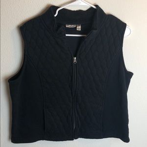 Black Zipup Vest With Pockets